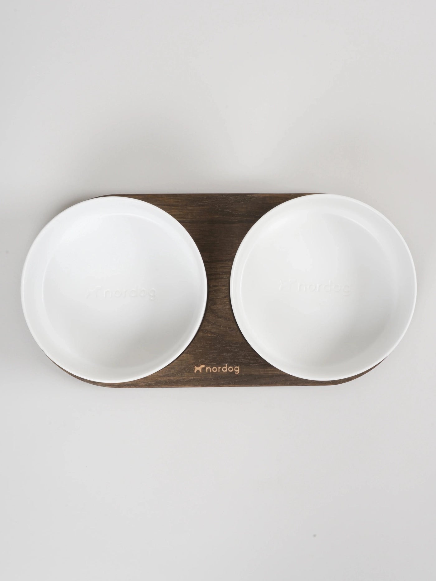 Barcelona Double Dog Bowl (Smoked Oak, White)