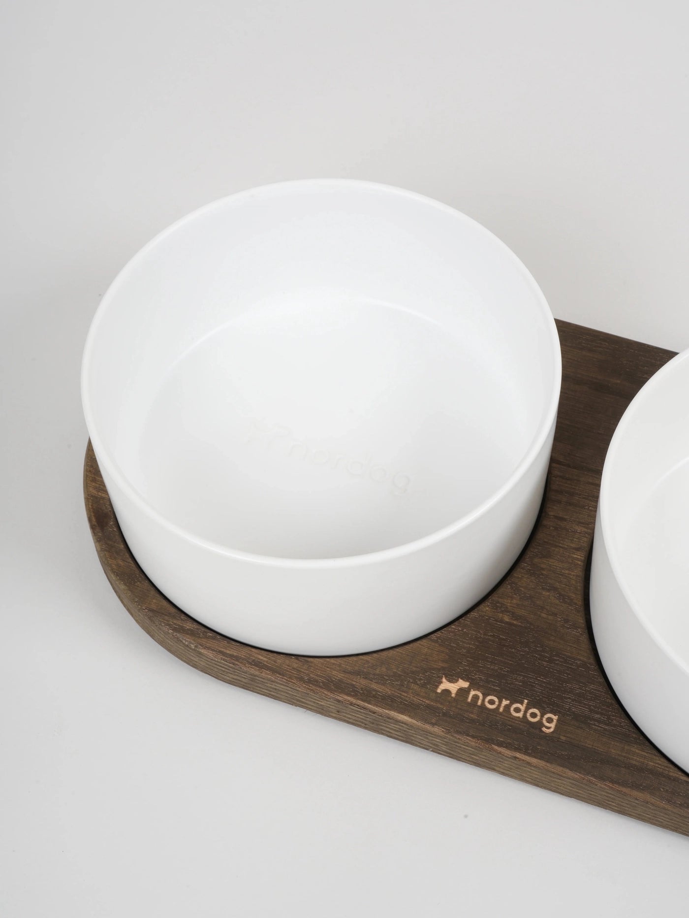 Barcelona Double Dog Bowl (Smoked Oak, White)