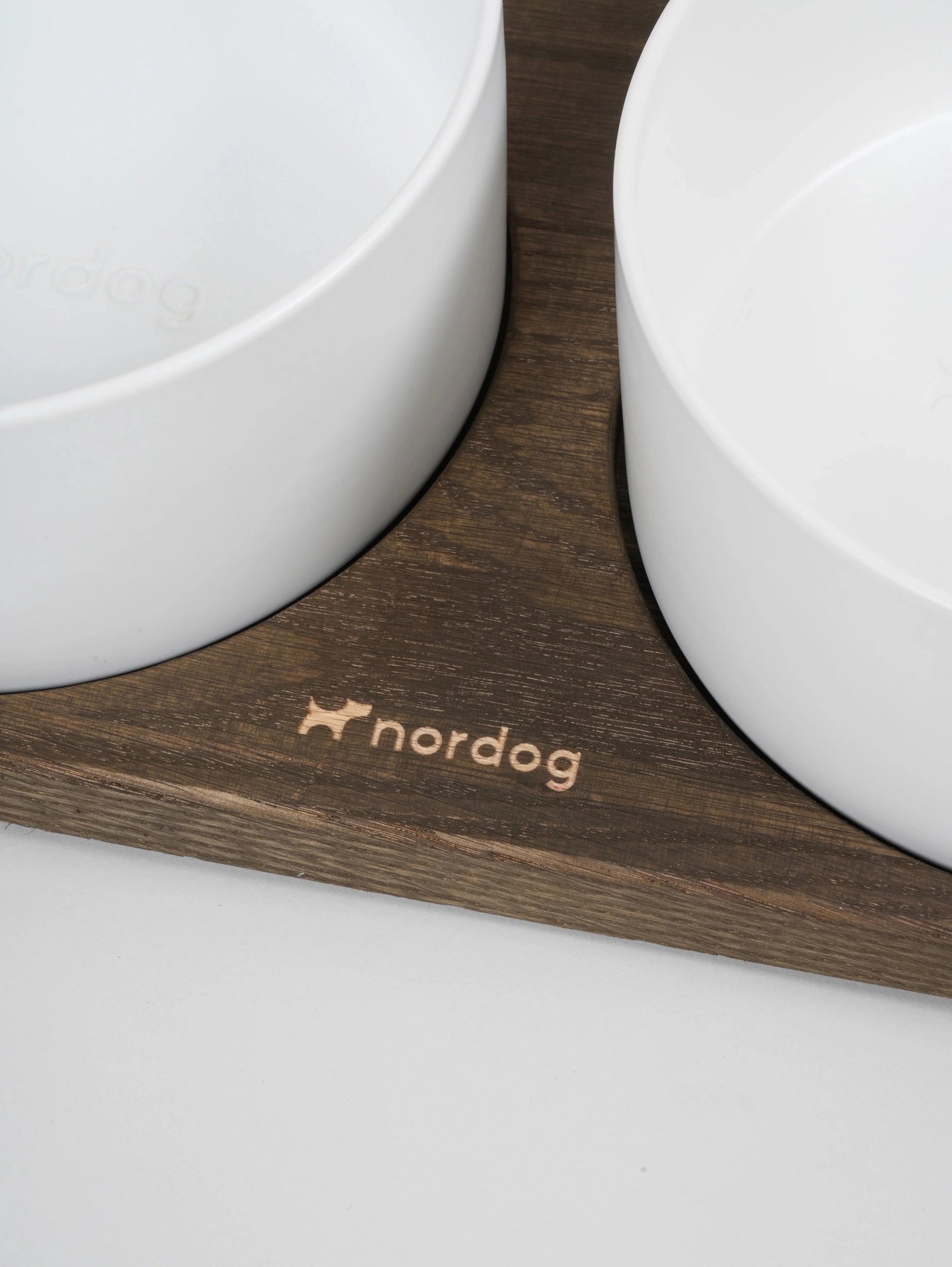 Barcelona Double Dog Bowl (Smoked Oak, White)