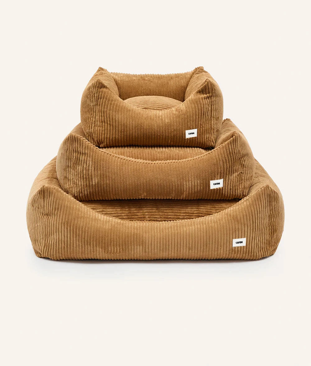 Mustard Corduroy Dog Bed, Snozy
